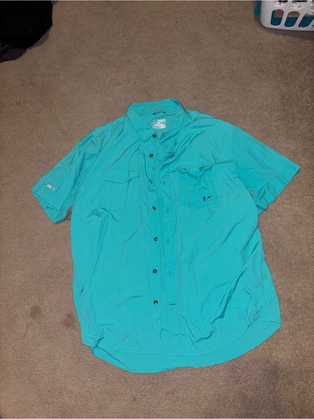 Under Armour Men’s Turquoise Short-Sleeve Button-Down Shirt
